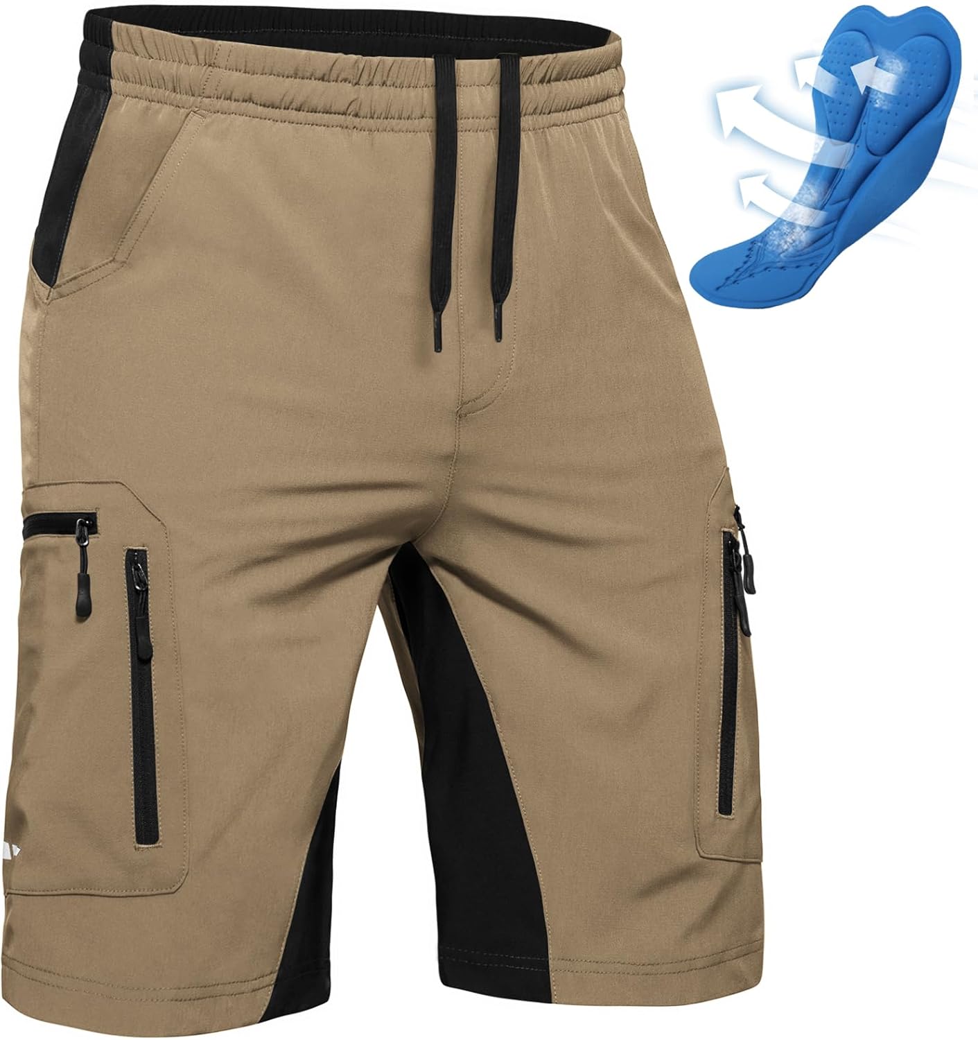 Ally Men's Mountain Bike Shorts 4D Padded Lightweight Loose-fit with Zipper Pockets for Biking Cycling Bicycle Riding Biker