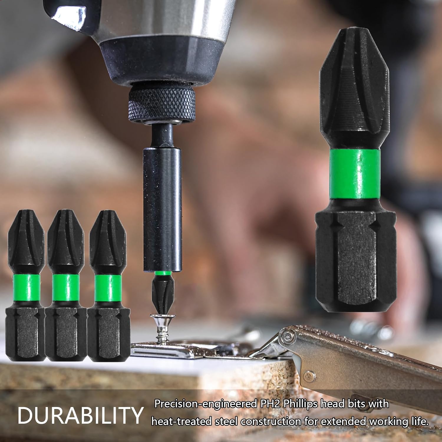 PH2 Phillips Impact Screwdriver Bits Set, 20-Pack, 1-Inch Length, Magnetic 1/4 Inch Hex Shank, Anti-Slip