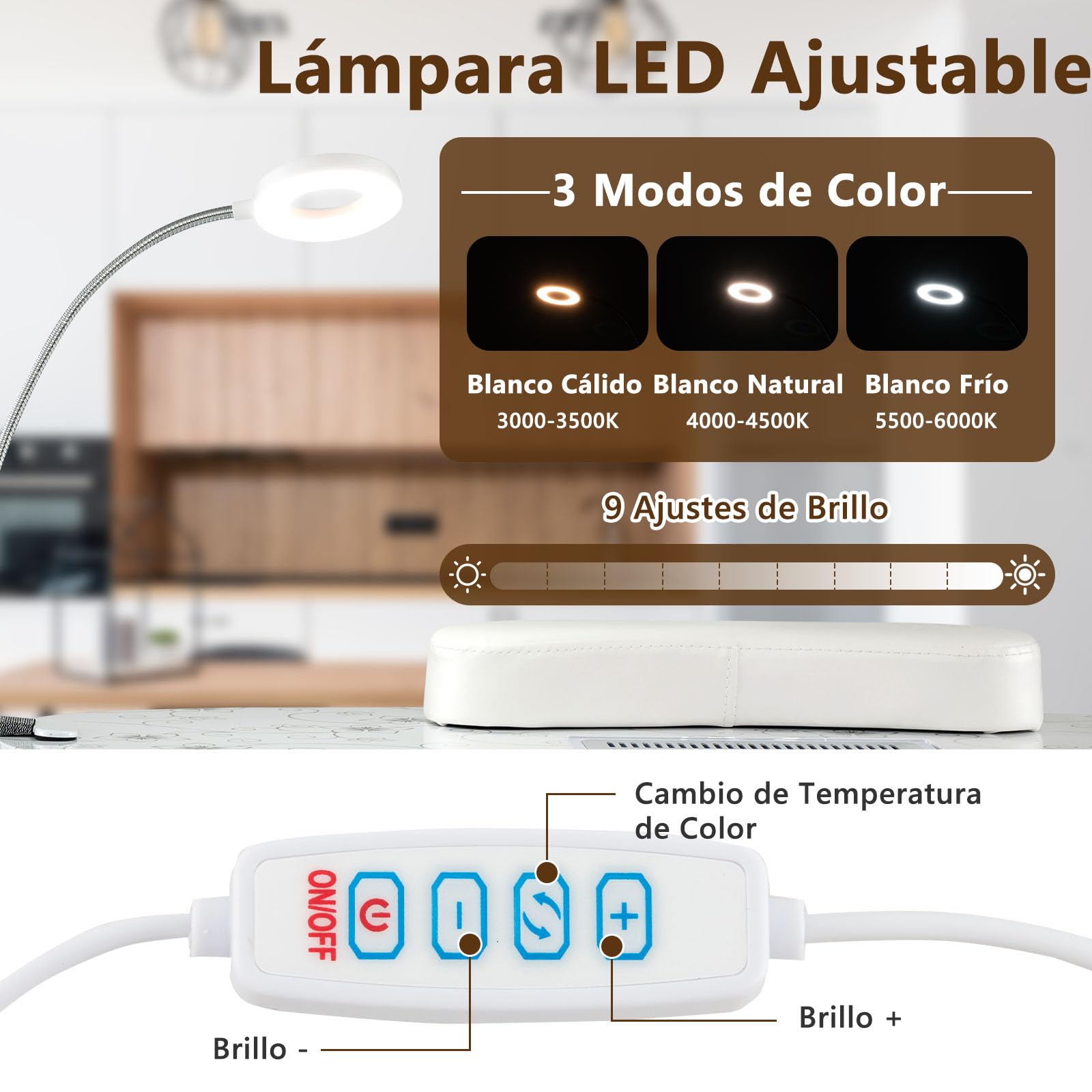 GOPLUS Mesa de Manicura Portátil con Colector de Polvo Eléctrico, Mesa de Manicura Plegable con 4 Ruedas Bloqueables, 3 Bolsas de Polvo, Lámpara LED Ajustable, Bolsa de Transporte, para Spa (Blanco)