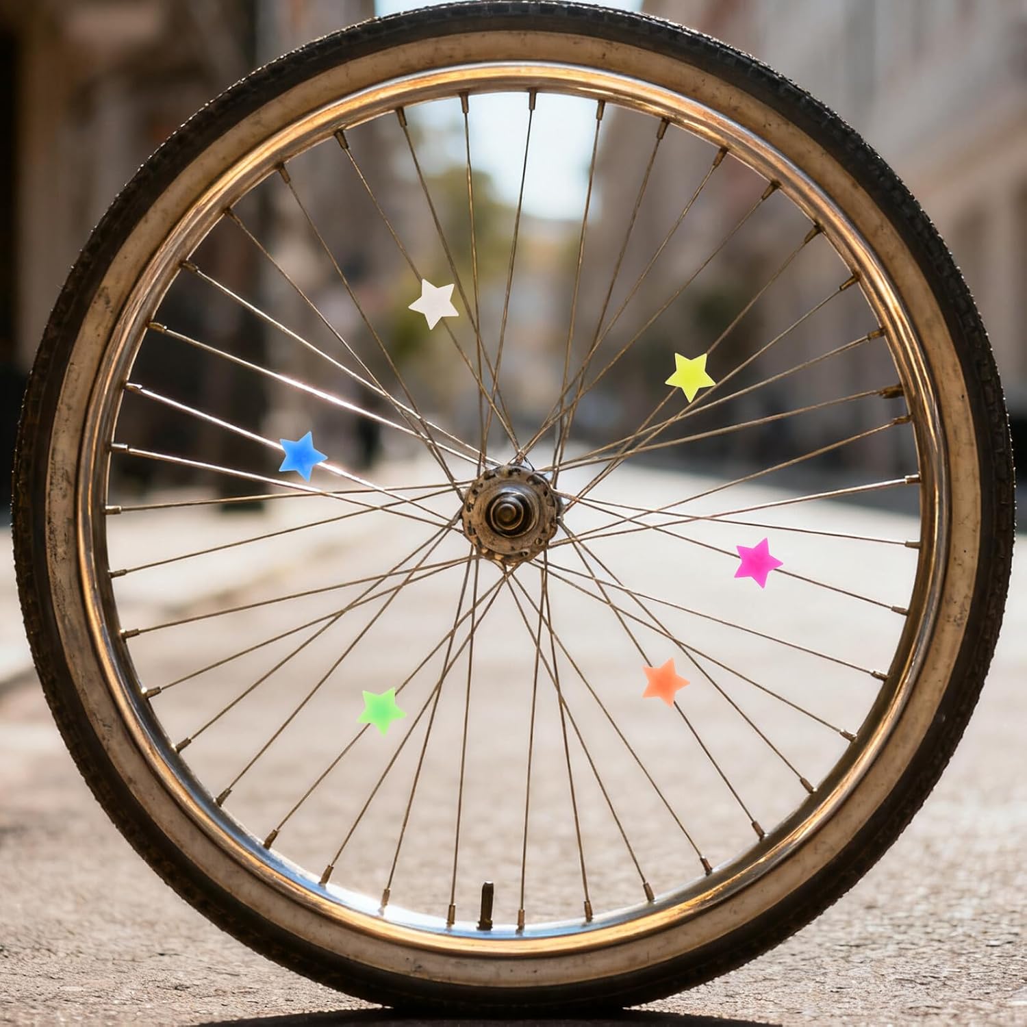 NOLITOY 144pcs Bike Spoke Beads Star Shape Plastic Wheel Spoke Clips Bicycle Charms for Boys Balance Bike Accessories Wheel Decorations