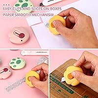 Vista 4 de 6 piezas de lindo cortador de caja de patas, kawaii gato retráctil abrecartas adorables cuchillos de papel pequeños mini cuchillos de utilidad