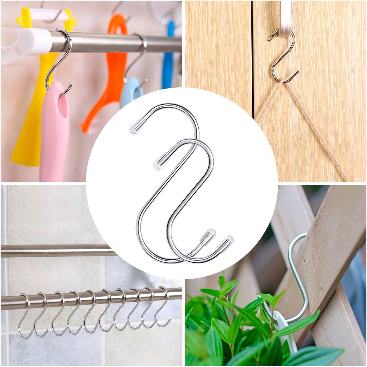 Metal S Hooks for Hanging 40 Pack, 2 Sizes
