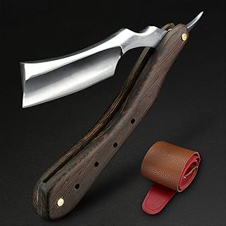 理容カミソリ 髭剃り・散髪用 炭素鋼 切れ味 コンパク 木製ハンドル 折りたたみナイフ 理髪師 直刃剃刀 シェービング ヘアカットツール 凹面ブレード 男性用
