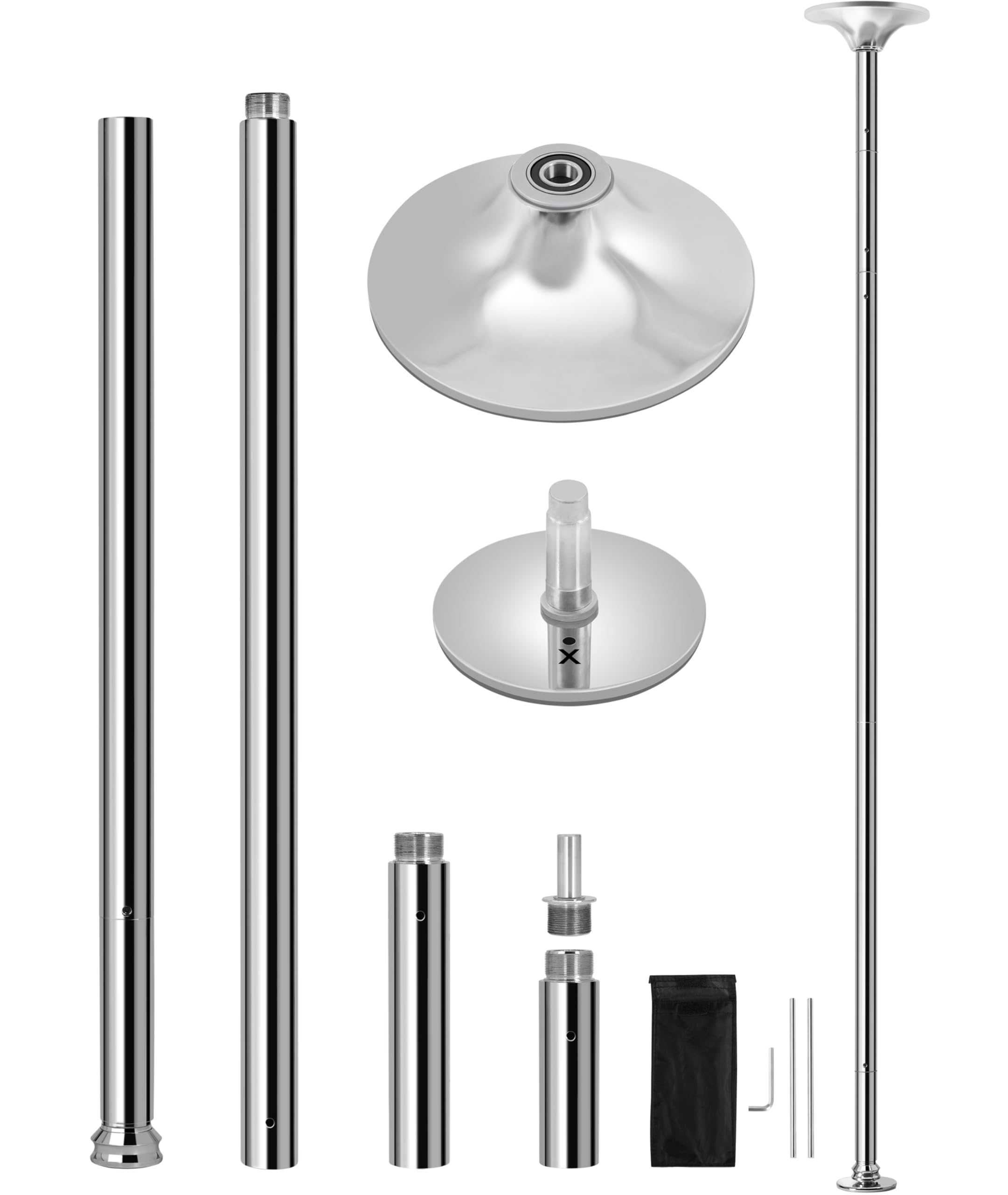 Palo da Pole Altezza Regolabile 216,5 cm - 275 cm 45 mm Ø Rimovibile Palo da Ballo modalità Statica e Spinning Carico Massimo 227 kg