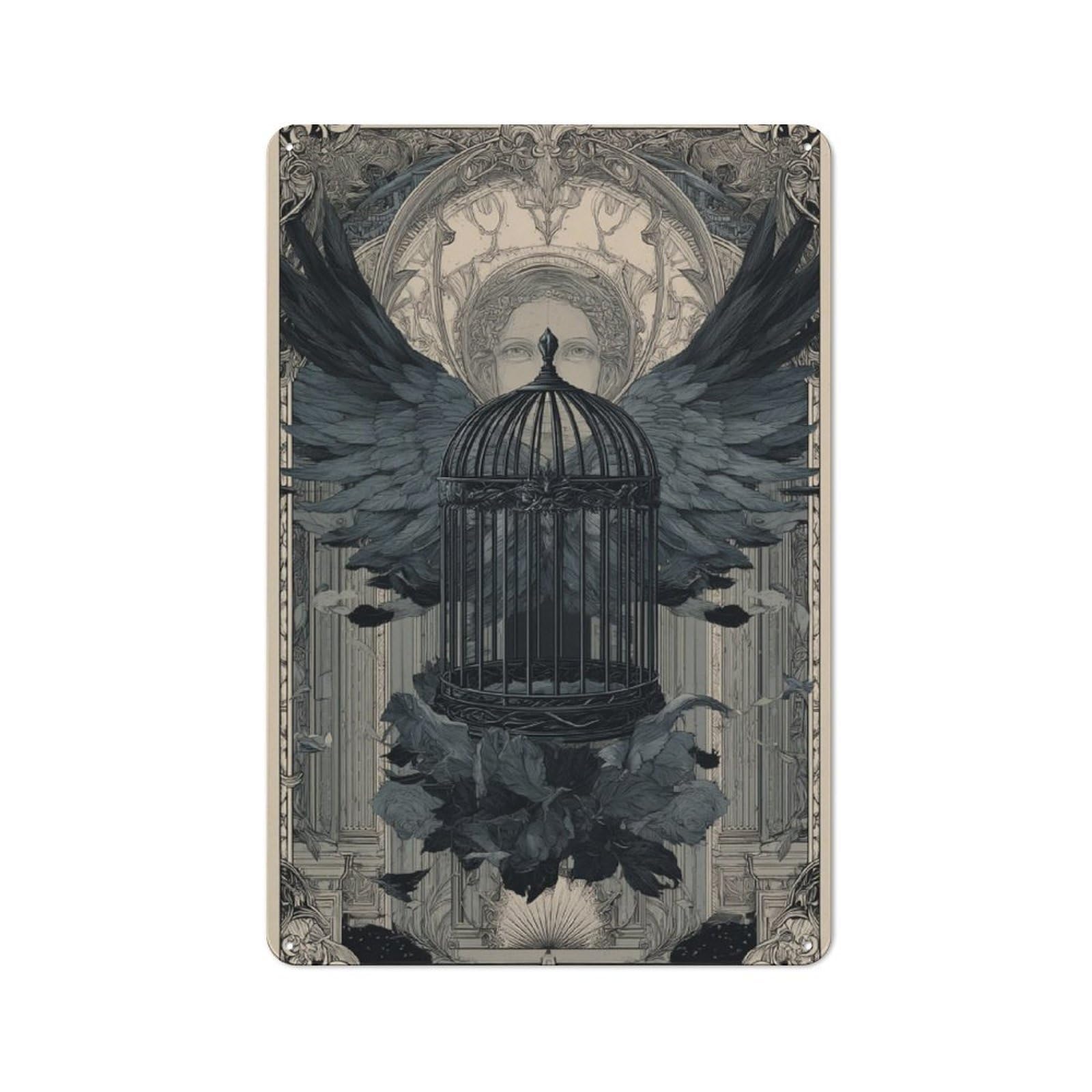 Junmoney Enchanted Cage Retro Metal Wall Sign 30X20cm With For Bar Or Restaurant, A Housewarming Gift For Hospitality Decor Collectors