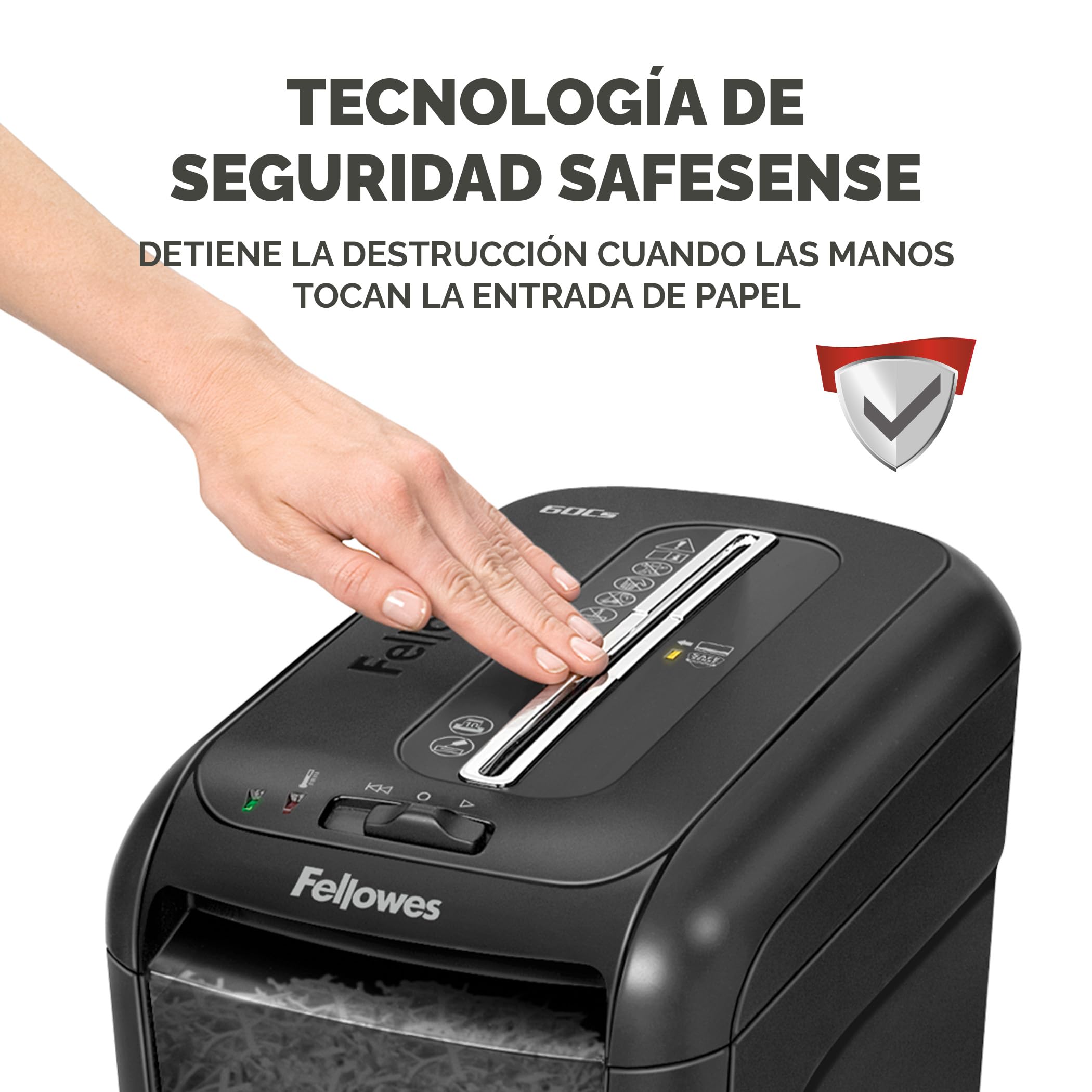 Fellowes 60Cs Trituradora de Papel Corte en Partículas 10 Hojas 22L DIN-P4 Negro