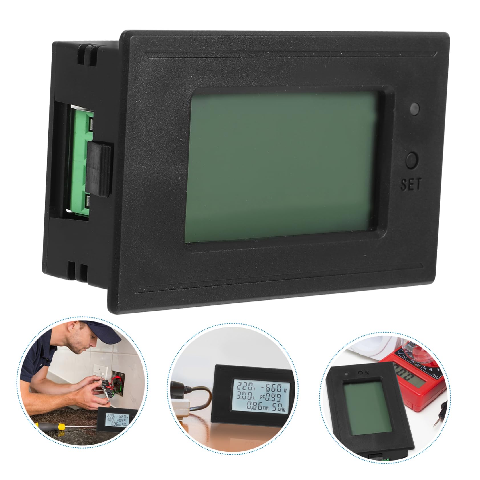 Angoily 3pezzi Misuratore Lcd Per Monitoraggio Controllo Volt e Consumo Facile Installazione Elettrodomestici