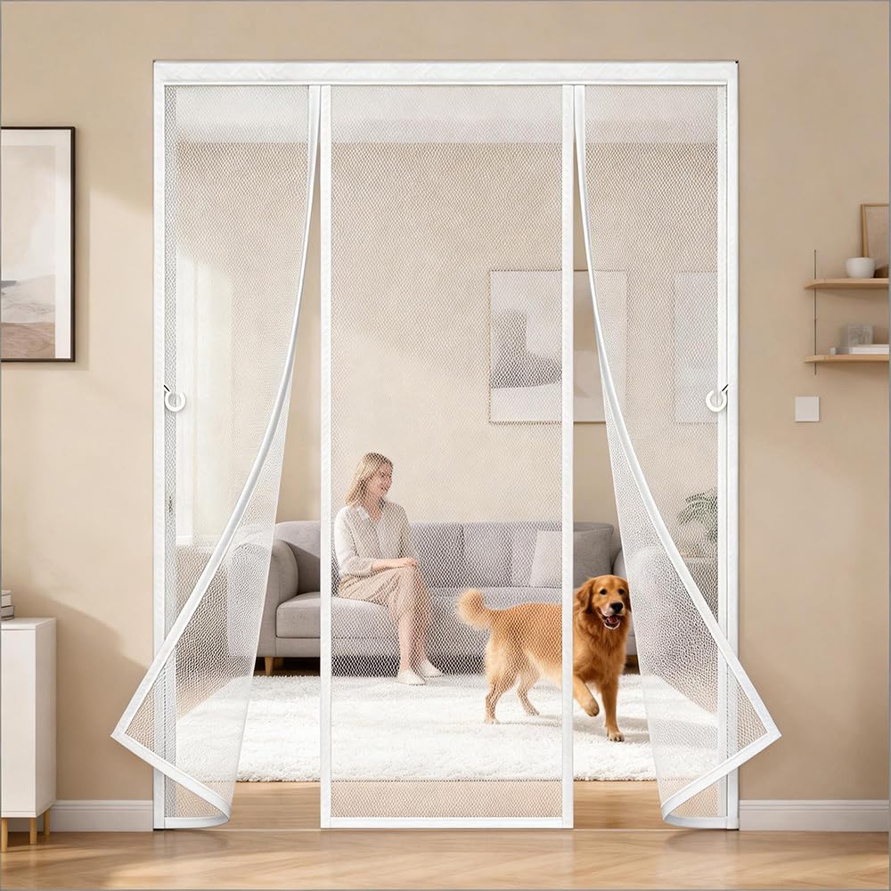 Moustiquaire double porte magnétique rideau anti-mouches fenêtres patio 230x210