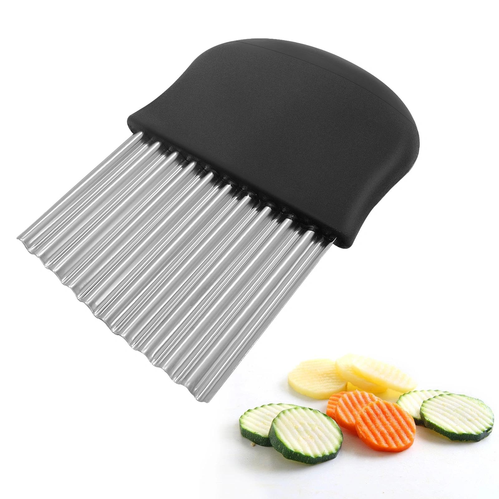 Coupe-vagues 14 x 9,5 cm - Lame Ondulée - Accessoire En Acier Inoxydable Pour Enfants, Frites, Pommes De Terre, Légumes Et Concombres