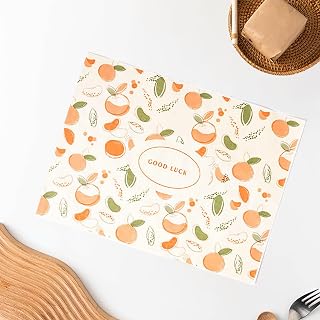 50 Sheets Wax Paper Sheets Flower Pattern Greaseproof Sandwich Burger Chips Deli Paper Cuttable Baking Parchment Wraping Paper,15 x 11 Inch (Orange)
