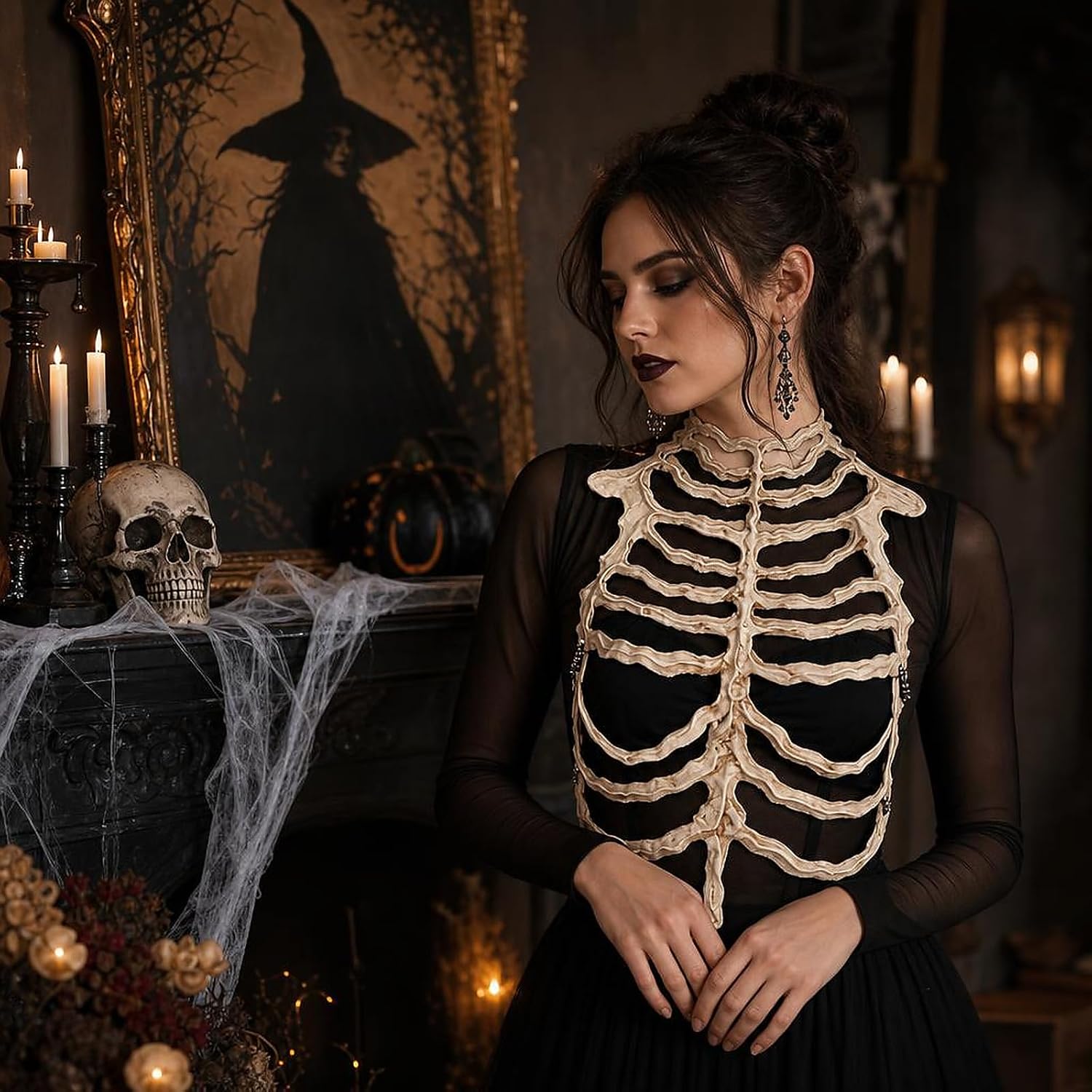 Skeleton Rib Cage Corset, Gothic Bone Chest Armor for Costume Parties
