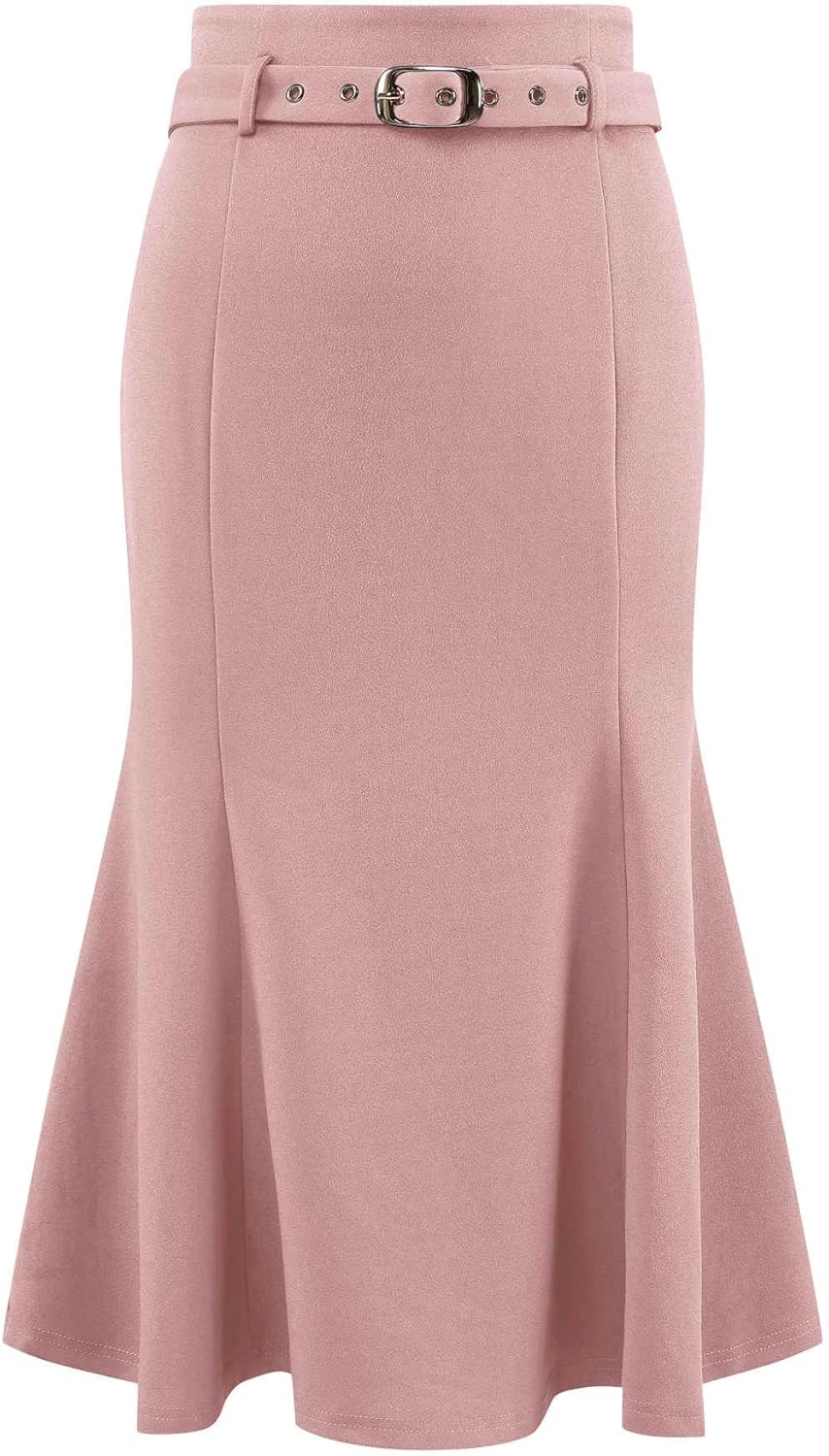 Hobemty Women's Elegant Fishtail Skirt High Waist Belted Work Midi Mermaid Skirts