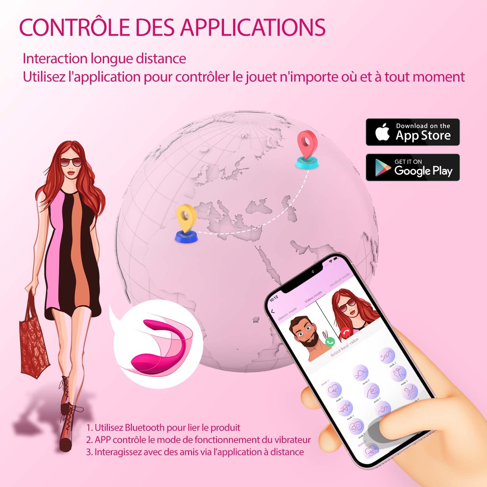 Vibratoreper Donna Wireless Uovo Vibrante Telecomandato Sex toys, App Ovetto Vibrante Donna Vibratori Portatili Stimolatore Clitoride Femminile Bullet G Spot Toys Sessuali per Mutandine Vibranti