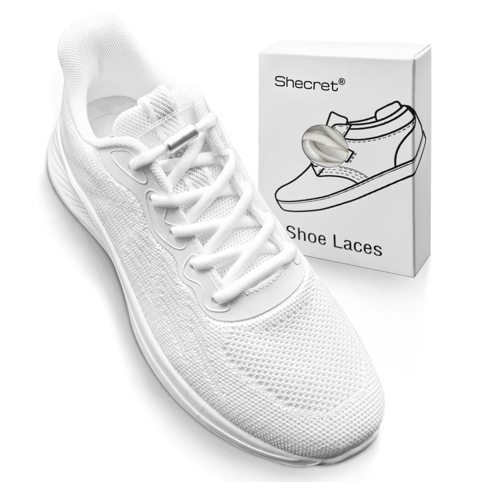 Lacets élastiques Shecret - 2 Paires Sans Nœud, Réglables Pour Toutes Baskets (enfants Et Adultes)