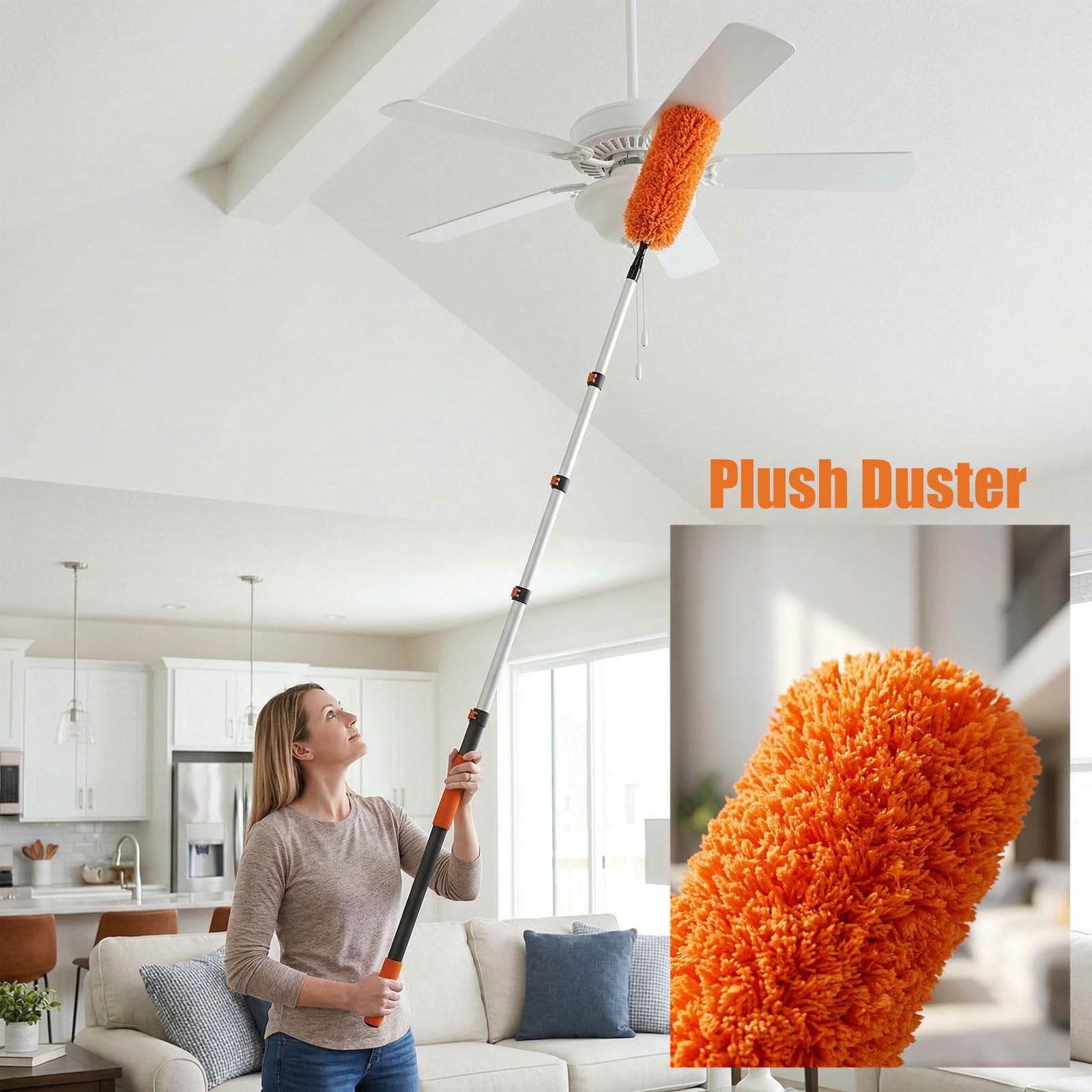 Plumero telescópico de 6 m, lavable, con barra telescópica, plumero largo para techos, ventanas,