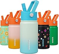 Vista 74 de BJPKPK Botella de agua aislada con tapa con pajilla, botellas de agua de metal de acero inoxidable de 15 onzas, botellas de agua reutilizables a