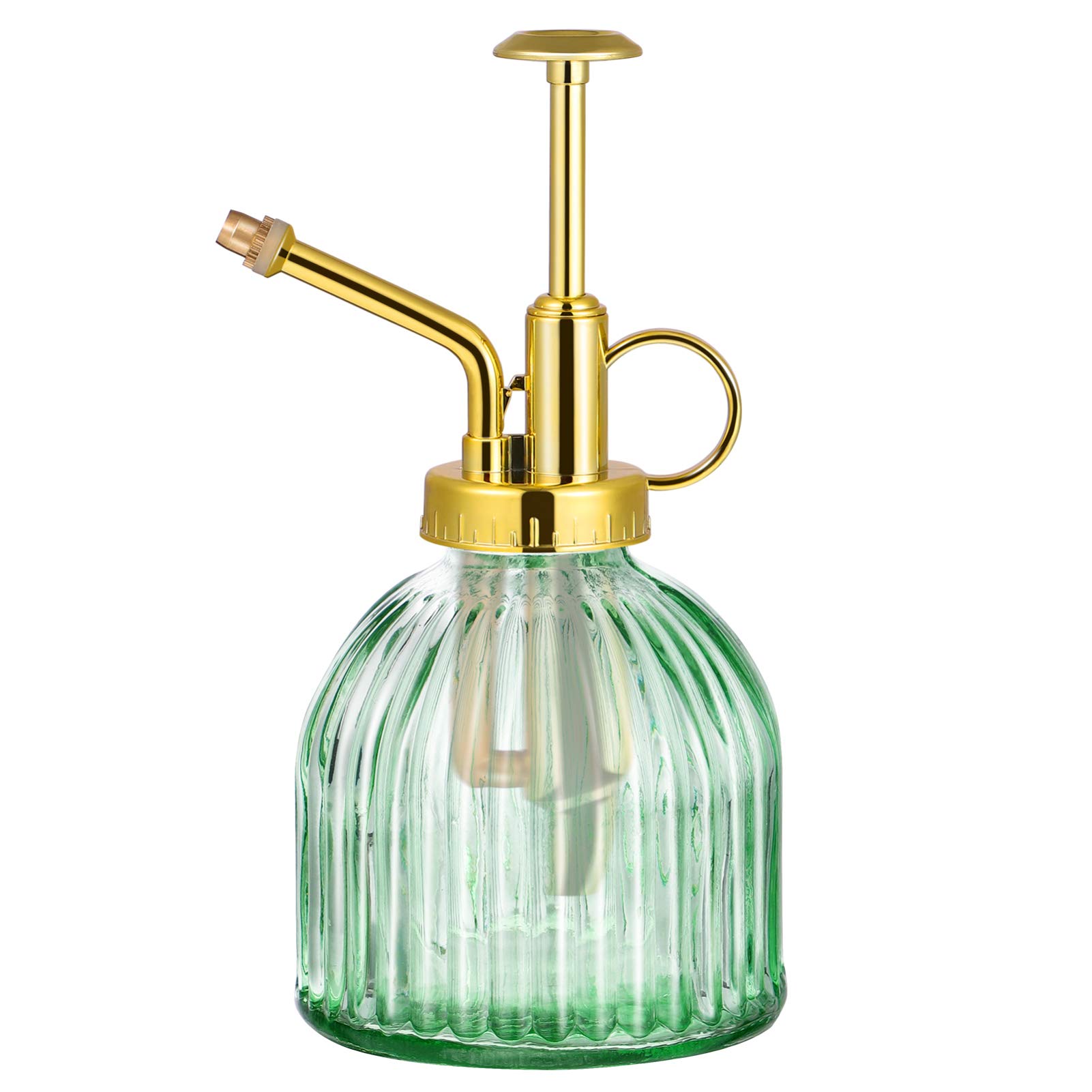 Cabilock Transparent Glass Watering Spray Bottle Vintage Succulent Watering Bottle with Top Pump Mister Watering Can for Indoor Outdoor House Plant