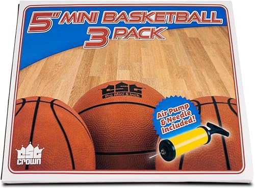 Miniatura 2 de Crown Sporting Goods Mini Basketball with Needle and Inflation Pump (Set of 3), 5-Inch