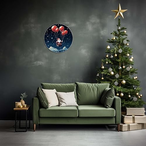 Miniatura 10 de Decoración de pared redonda divertida de invierno, retro, redondo, letrero de hojalata, oso polar, regalo de Navidad, un oso polar monta una