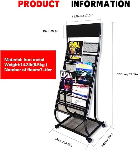 Miniatura 7 de OTITOTEM Floor-Standing Magazine Rack magazine holders 6 Tiers Storage Rack Brochure Display Rack, OfficeHotelCommercial Show Poster