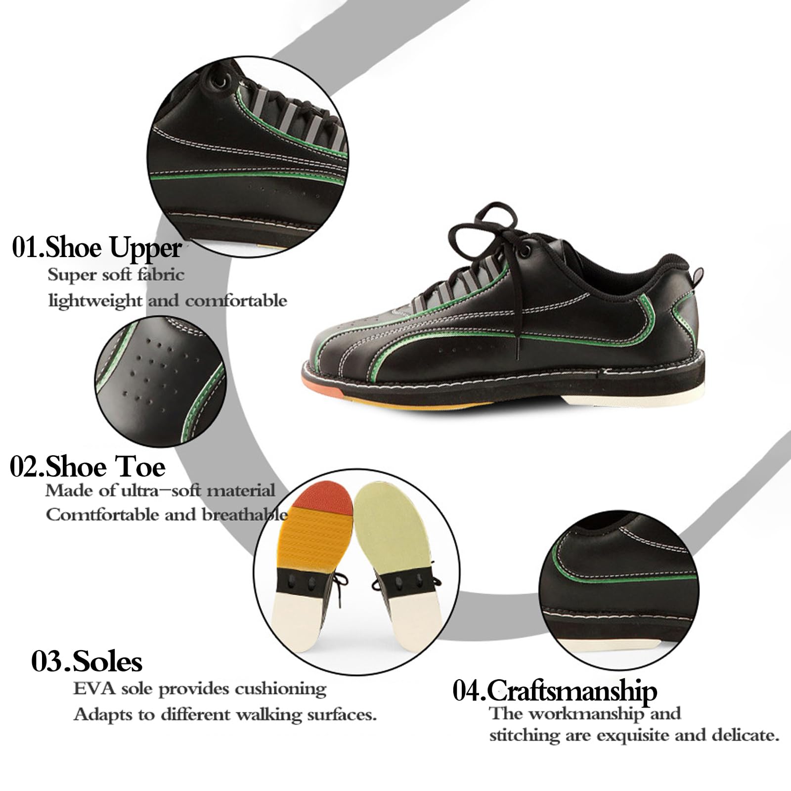 Scarpe da Bowling,Scarpe da Bowling Uomo,Scarpe da Bowling Donna,Lightweight Bowling Athletic Sneakers,Traspirante,vestibilità Comoda,per Interni ed Esterni,Adatte a Tutti i Livelli