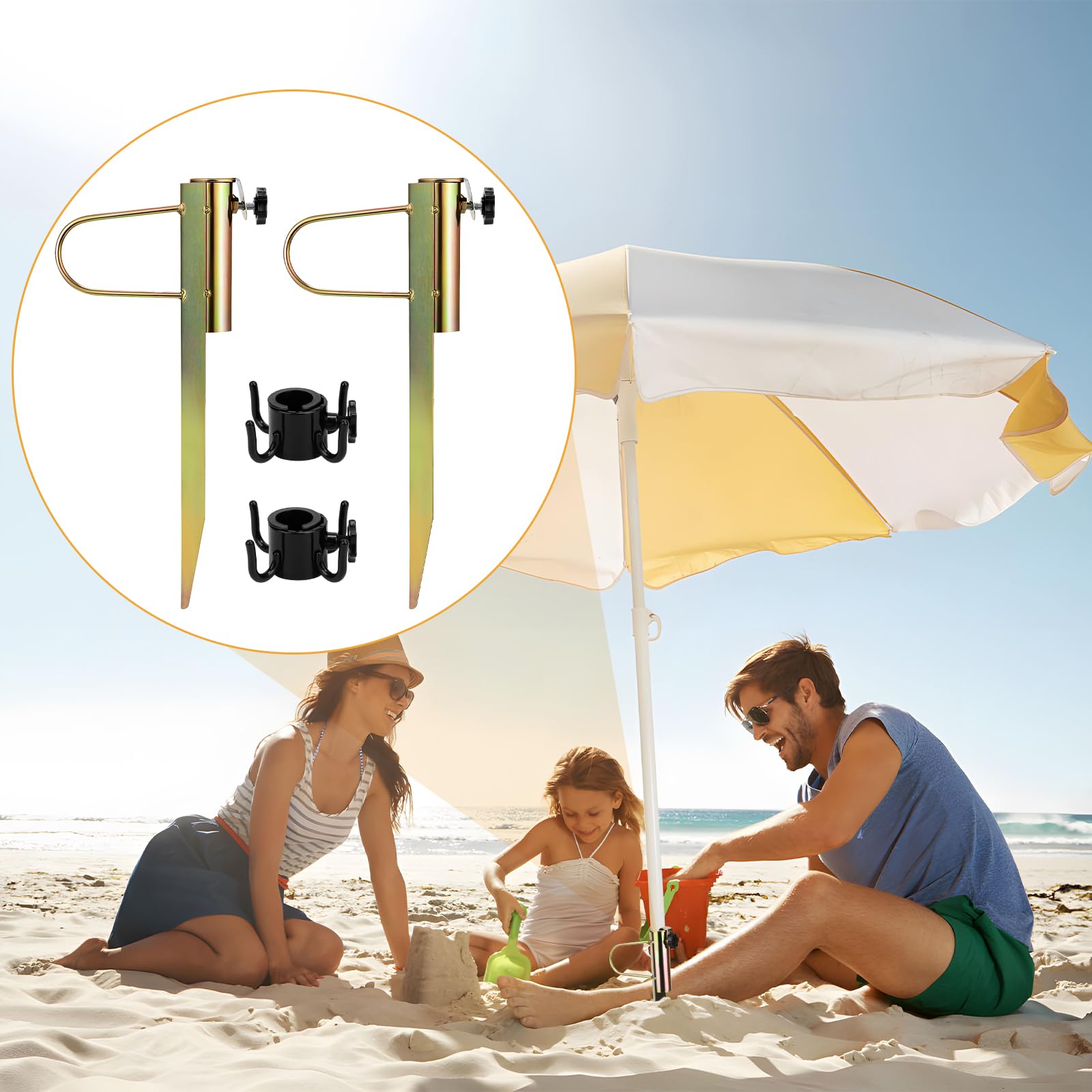 DBREAKS Stalowy uchwyt na parasol przeciwsłoneczny, szpikulec do parasola przeciwsłonecznego, gniazdo ziemia do ogrodu, kołek do parasoli przeciwsłonecznych, do parasoli o średnicy 20-35 cm