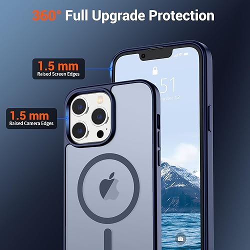Miniatura 567 de SUPFINE - Funda magnética para iPhone 13 Pro Max (compatible con MagSafe), (protección contra caídas de grado militar de 10 pies), delgada, Negro