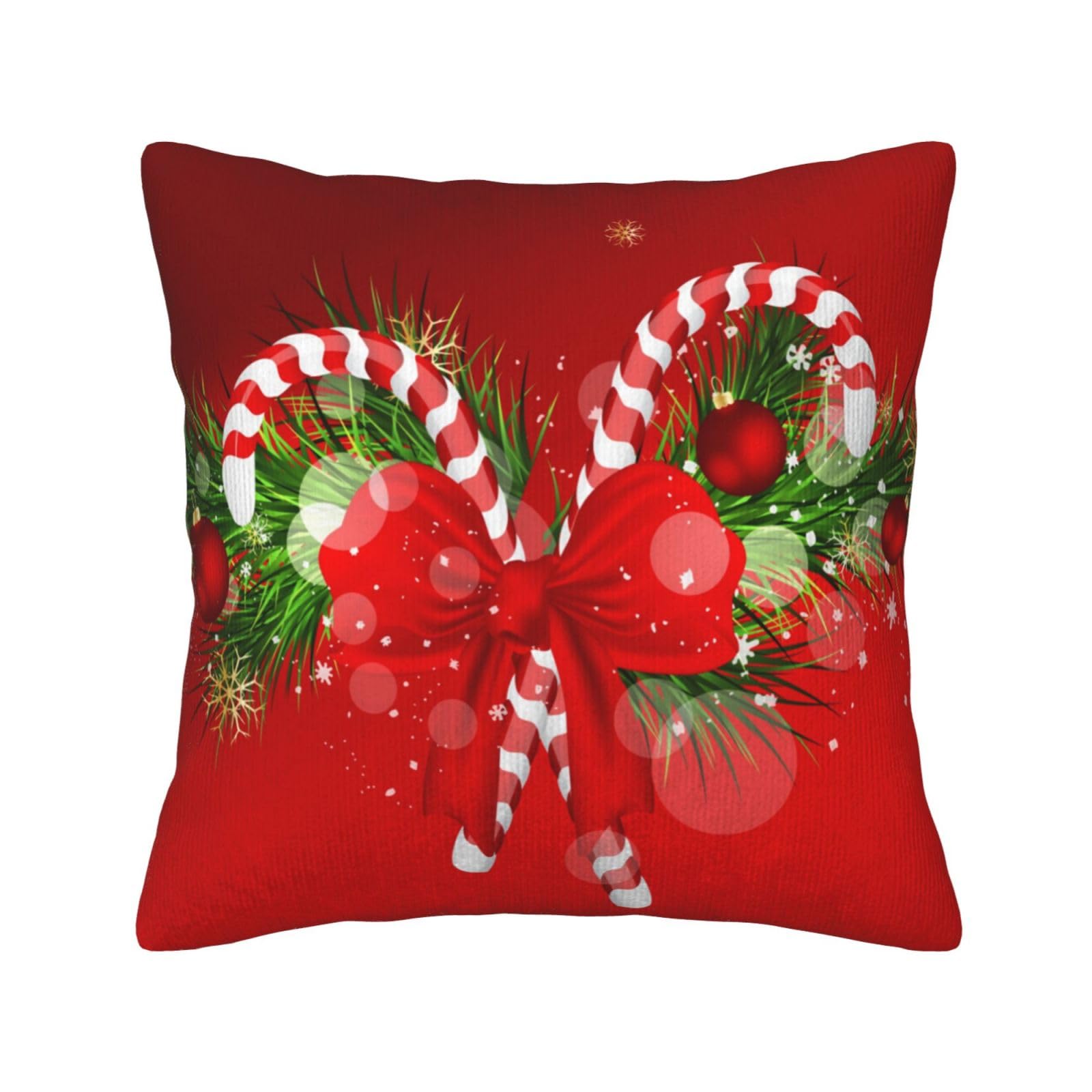 Coussin Noël rouge imprimé bonbons en velours pour habiller votre canapé