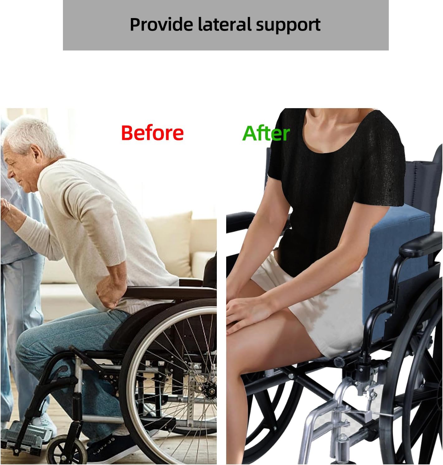 Lateral Support for Wheelchair, Lateral Arm Support, Back Supports Pads for Wheelchair Side Guards (Blue)