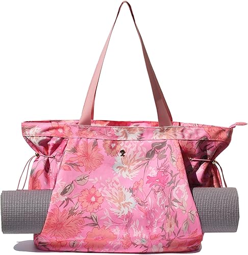 Miniatura 16 de ESVAN Bolsa de yoga para mujer, bolsas de hombro con cordón para oficina, entrenamiento, viajes, transporte, pilates, gimnasio y playa Púrpura