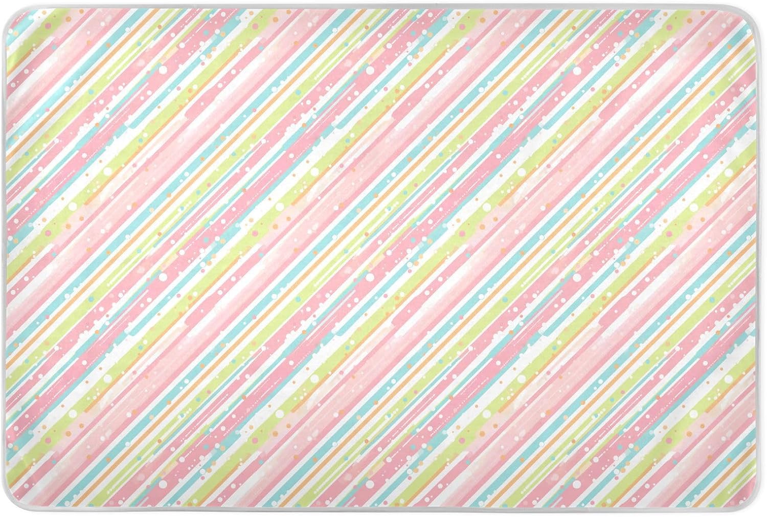 Pink Green Stripe Pattern Extra Large Resuable Training Pee Pads for Kids Water Resistant Pads for Bed Leakproof Quick Drying Travel Mattress for Infant Baby , 52" L x 34" W