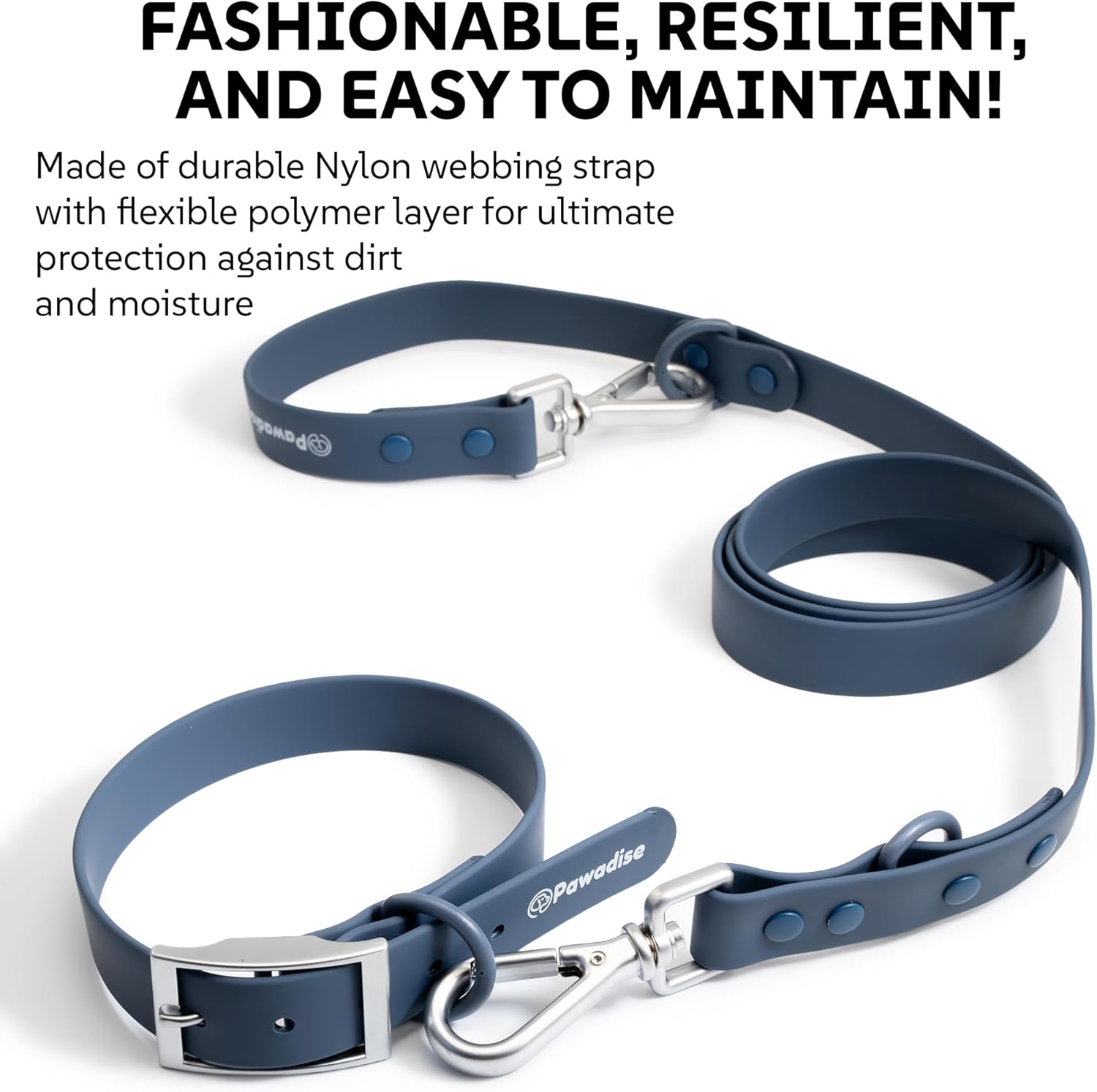 Dog Harness, Collar & Leash Set, Adjustable No Pull Harness with 3 Leash Clips, Waterproof Matching Collar & Leash, Breathable Comfort