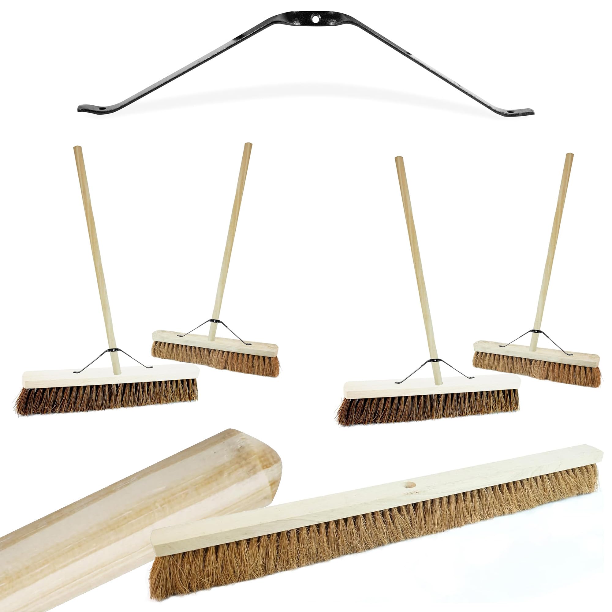 18", 24" Or 36" Indoor Outdoor Garage & Yard Broom Soft Or Hard Bristle Sweeping Brush With Long Handle (1, 24" Bassine Hard Bristle)