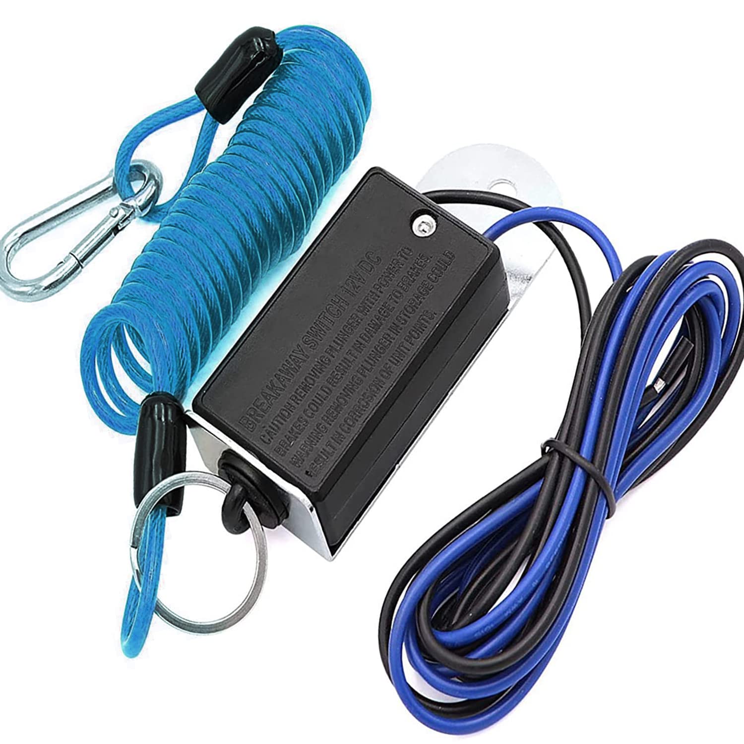 Trailer Breakaway Switch 4/6Ft Trailer Break Control kit,Breakaway Switch for Trailer Brake,Breakaway Coiled Cable with Electric Brake Switch for RV Towing Trailer (Blue 6ft)