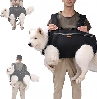 Terapaton Dog Lift Harness Backpack Carrier for Large Dogs 29-50 lbs - Full Body Sling for Arthritis, Injuries, Stairs & Elderly Pets (Black XL)