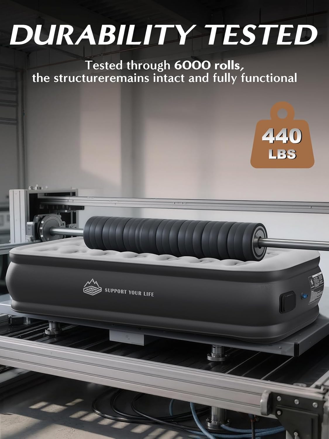 Twin Air Mattress with Built in Pump, 18" Upgraded One-Touch Inflatable Airbed for Home, Camping Guests, Portable Blow Up Mattress, 440lbs Capacity