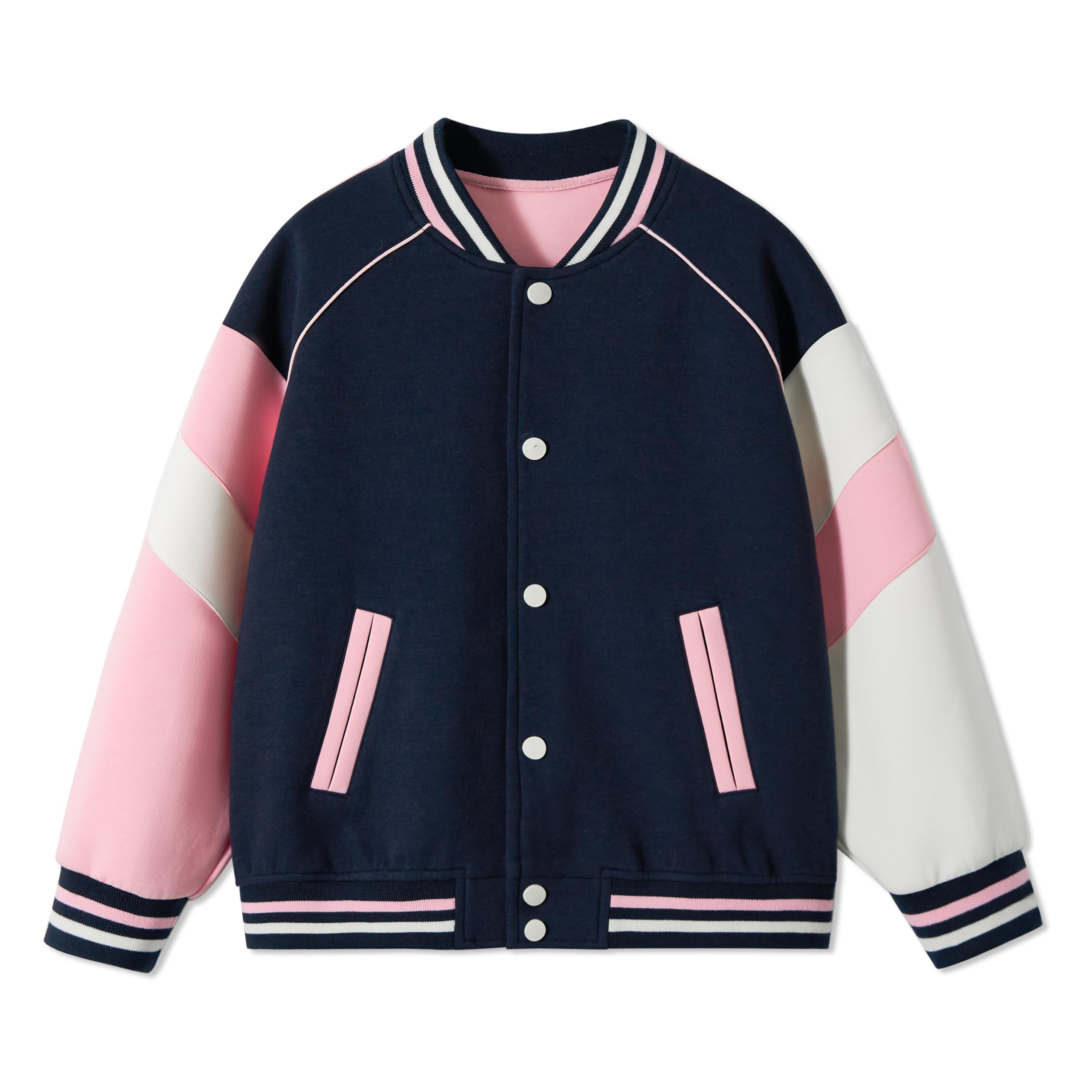 Rolanko Giaccione da Baseball per Ragazze e Ragazzi, Stile Varsity con Taschi Giubbotto da Scuola Giubbotto Bomber per Bambini