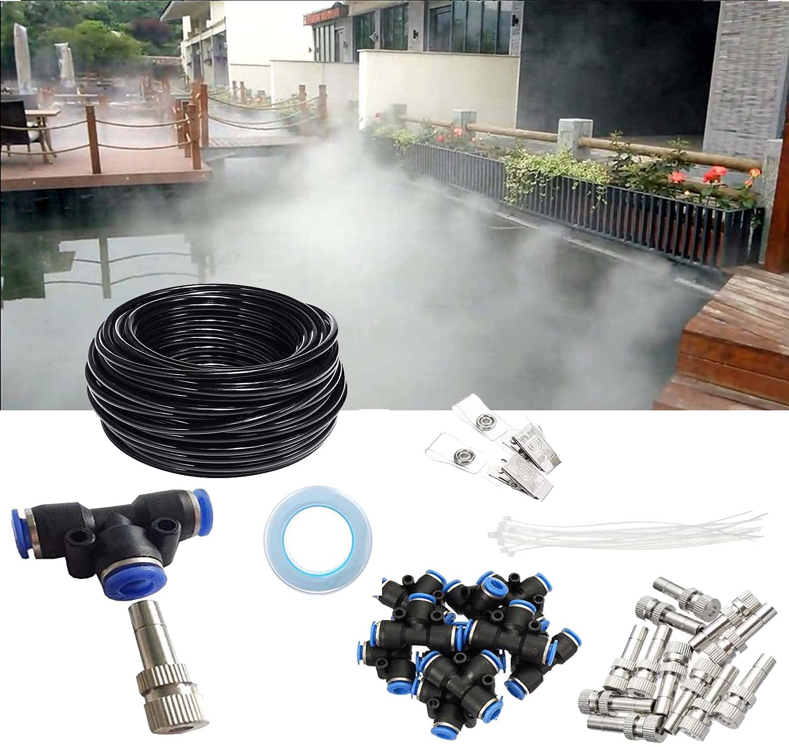 DIY Crafts Leak Proof Copper Misting System Misters for Patio, Gazebos, Backyard Cooling, Pool Play Area Garden Varanda Greenhouse (2 Pcs Misting Kit, Included Pipe + Faucet Connector + Accessory) (B07RVLC4ZM) Amazon Price History, Amazon Price Tracker