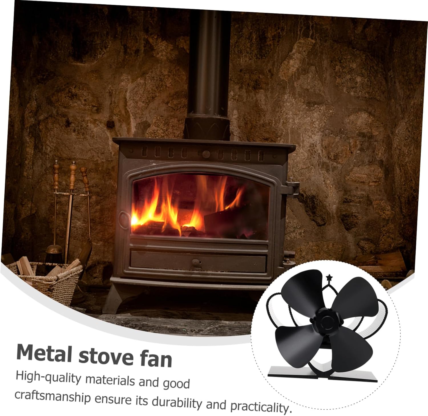 Cabilock Aluminum Alloy Wood Stove Fan Heat-powered Silent Stove Air Fan Efficient Home Fireplace