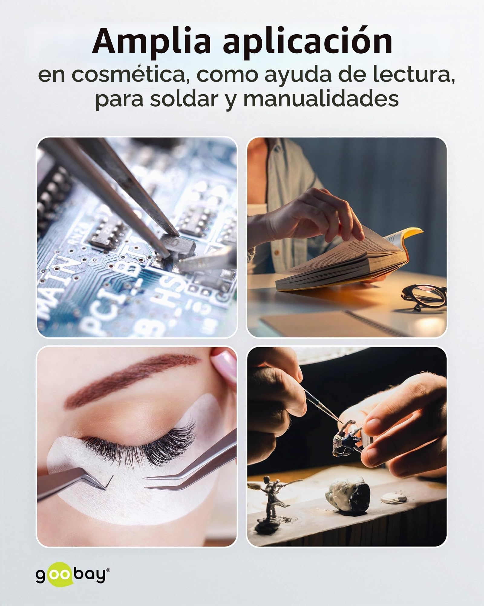 goobay 60366 Lámpara de Lupa LED/lámpara de Lupa con pie/Lupa de pie con luz / 6 W Consumo/Temperatura de Color 6500 K/Flujo Luminoso 450 LM/tensión de Servicio 230 V (AC) / Blanco