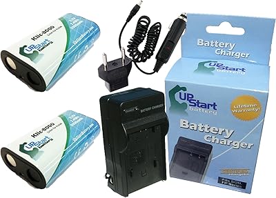2 Pack - Replacement for Kodak Easyshare Z712 is Battery + Charger with Car & EU Adapters - Compatible with Kodak KLIC-8000 Digital Camera Battery and Charger (2000mAh 3.7V Lithium-Ion)