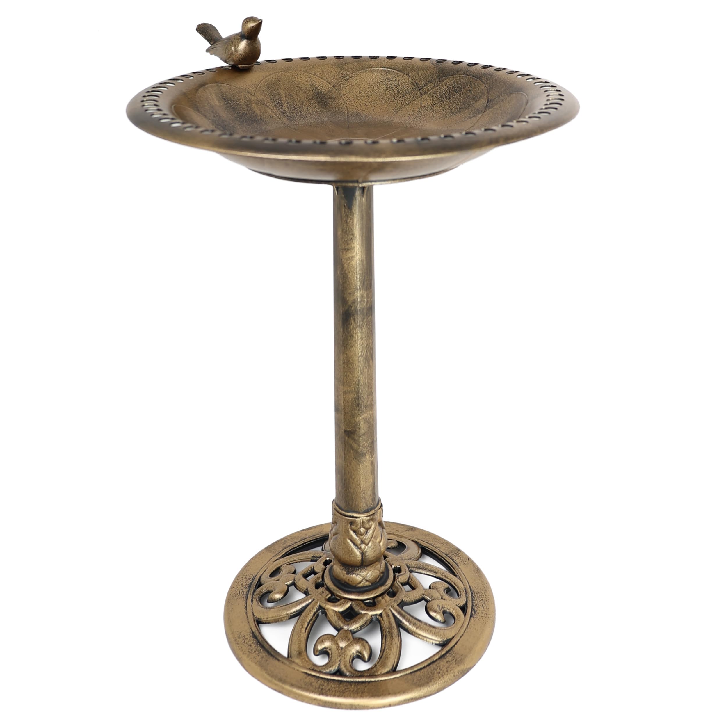 DIVCHI Bird Bath for Garden Freestanding Birdbaths Wild Birds Baths Feeder Bowl Pedestal Birdbath for Outdoors Patio Yard & Lawn Décor (Bronze Bird Bath With 1 Bird)