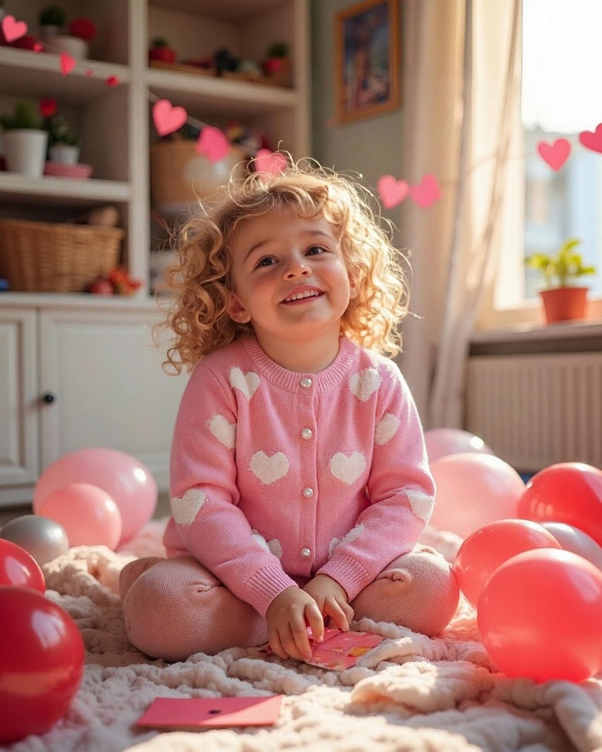 Toddler Girls Heart Front Cardigan Fall Winter Long Sleeve Button Closure Knit Sweater Coat
