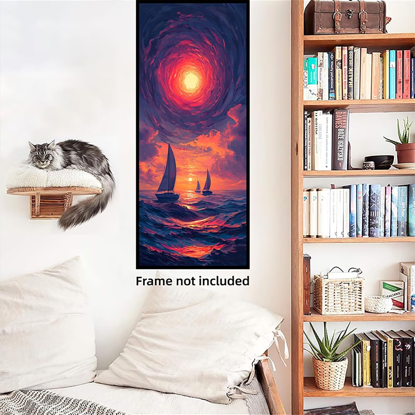 Malen Nach Zahlen 50x150cm Leinwand Segelboot Malen Nach Zahlen Erwachsene mit Ohne Rahmen, DIY Kreativ Set für Erwachsene mit Pinseln und Acrylfarbe, Zimmer Deko Meer 1 Landschaft Geschenk, P0M-926