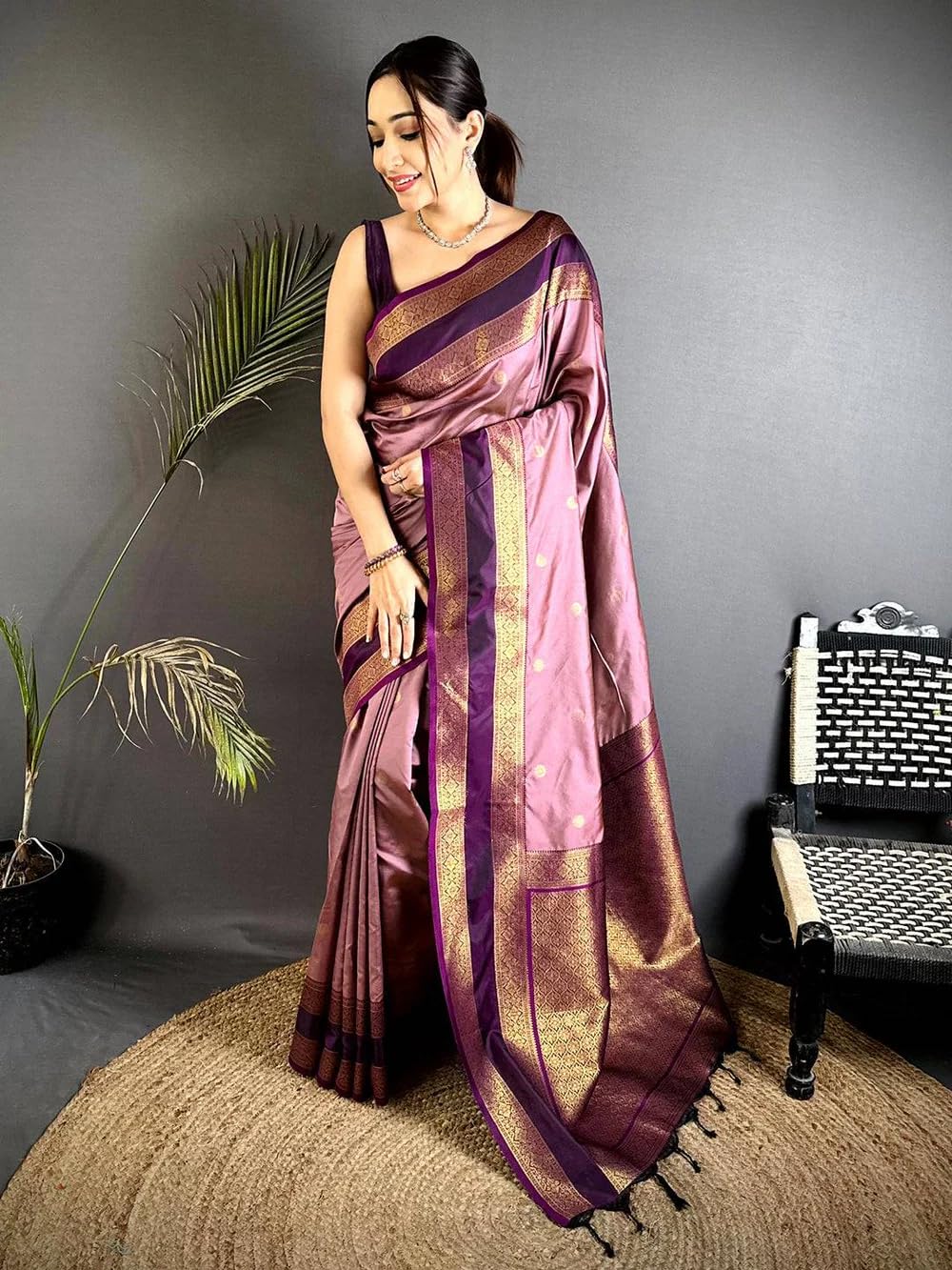 SGF11 Women's Kanjivaram Pure Soft Silk Saree With Unstiched Blouse Piece