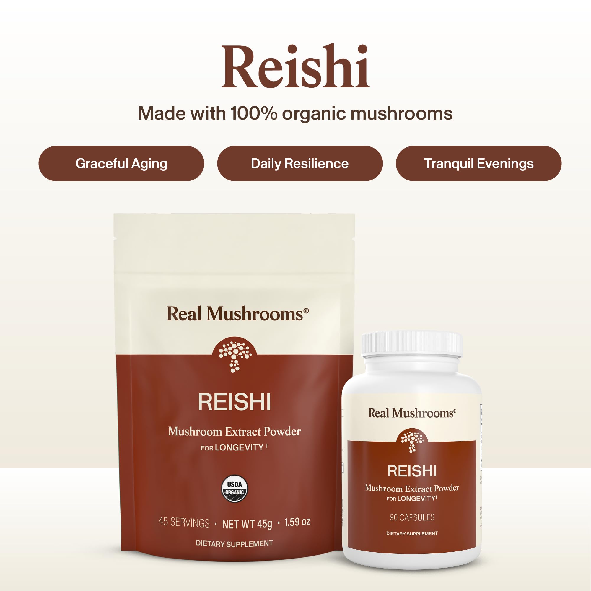 Real Mushrooms Organic Red Reishi Capsules for Wellness, 90ct — Amazon image 3