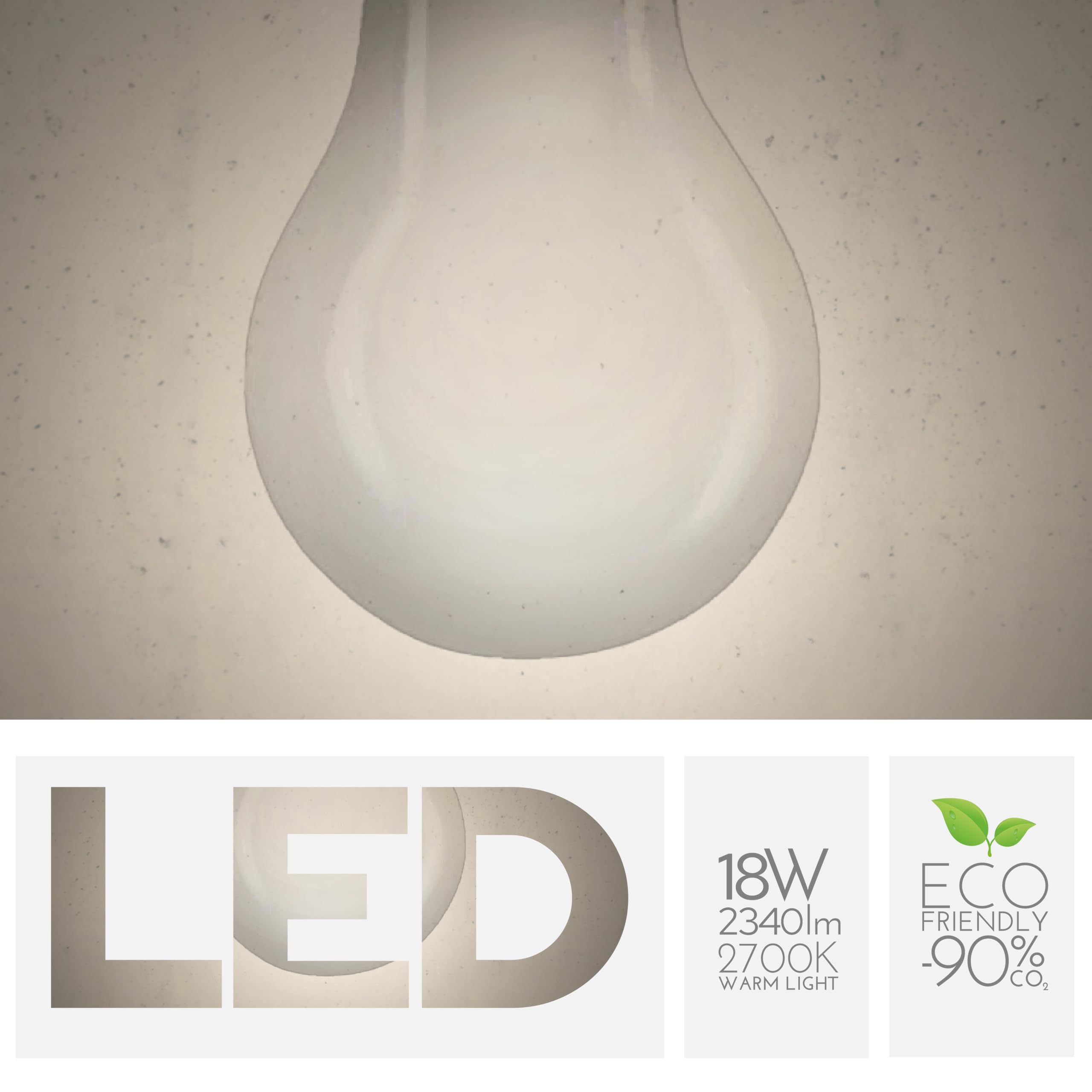 Lampadina Goccia 18W Pari a 180W, E27, Vetro Milky, 2700K Luce Calda, filamento LED dritto, 2452 Lumen, Pack 10 Pezzi