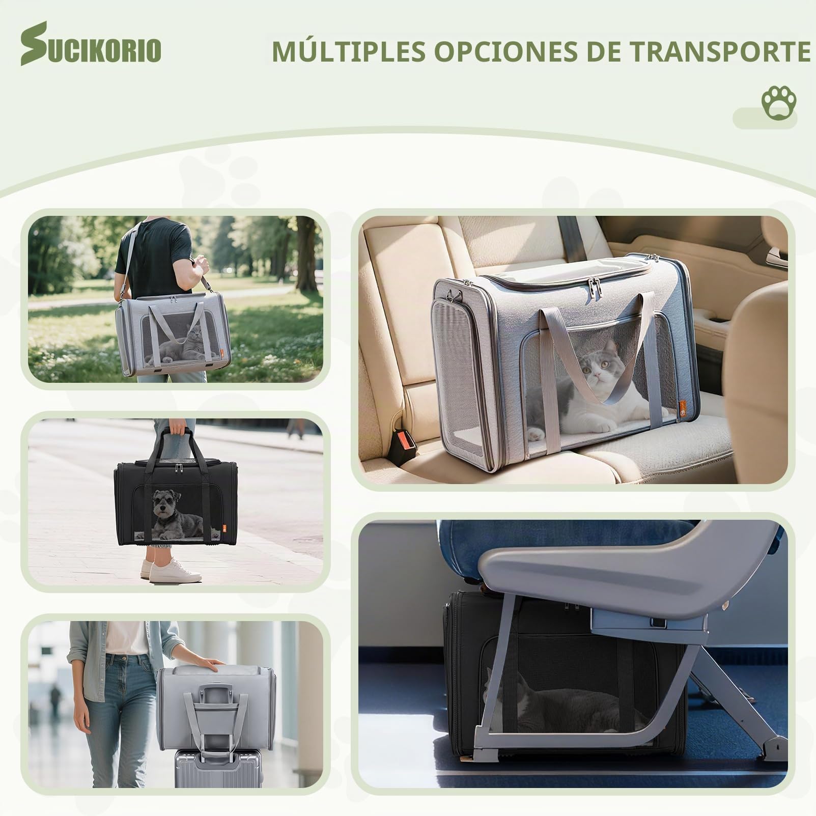 55x40x23cm Transportin Gato Homologado Para Avion Cabina, Plegable Bolsa de Transportin Perro Grande Transpirable Cat Carrier con Bebedero Plegable Para Gatos y Perros, Air Europa Aerolineas