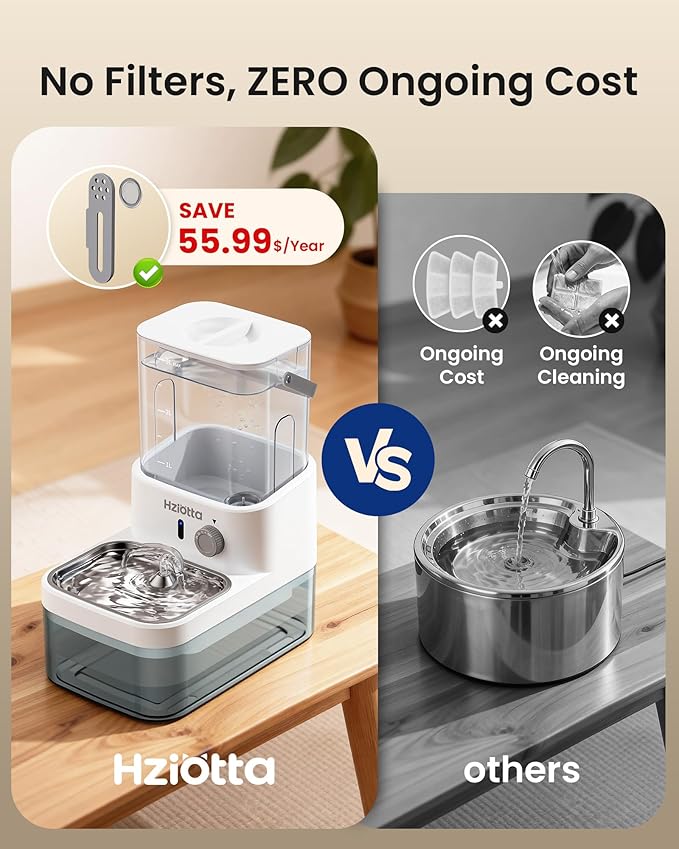 Fuente de Agua para Gatos sin Filtro Hziotta, 5.7L, Acero Inoxidable, Sin Bomba miniatura 3