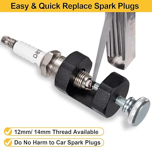 Miniatura 27 de Toolwiz Herramienta de separación de bujías, 2 piezas con calibre de acero de 32 cuchillas, compatible con bujías de rosca de 0.472 pulgadas y 0.554